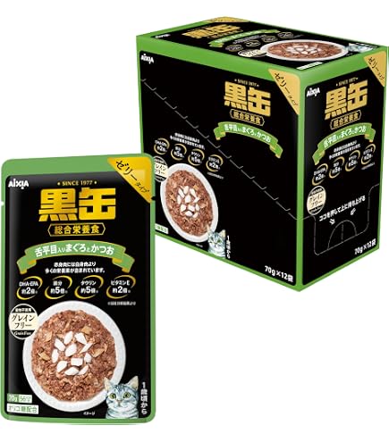 Amazon.co.jp: アイシア 黒缶パウチ 舌平目入りまぐろとかつお 70g×12